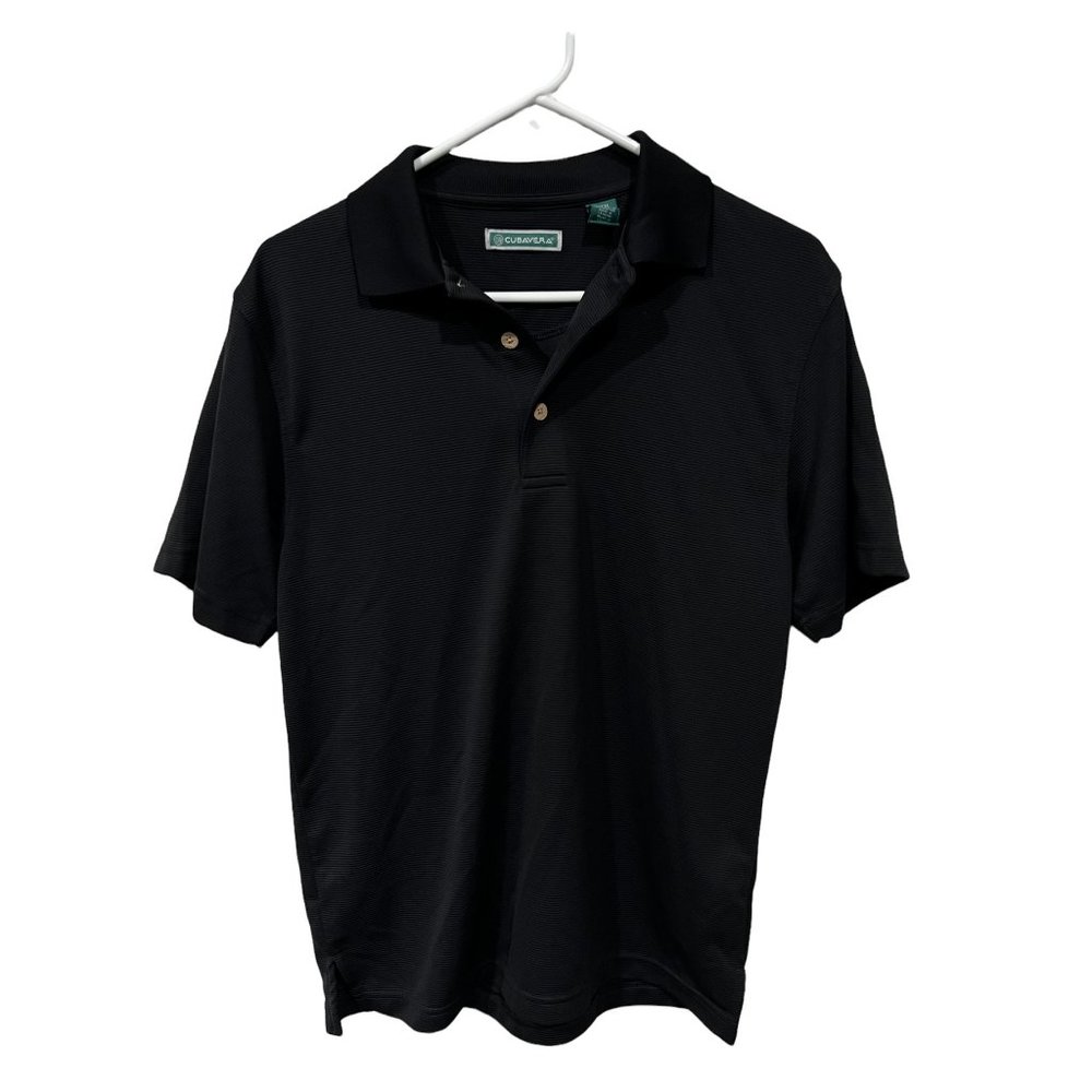 Cubavera Men's Essential Textured Performance Golf Polo Shirt Black Size‎ S